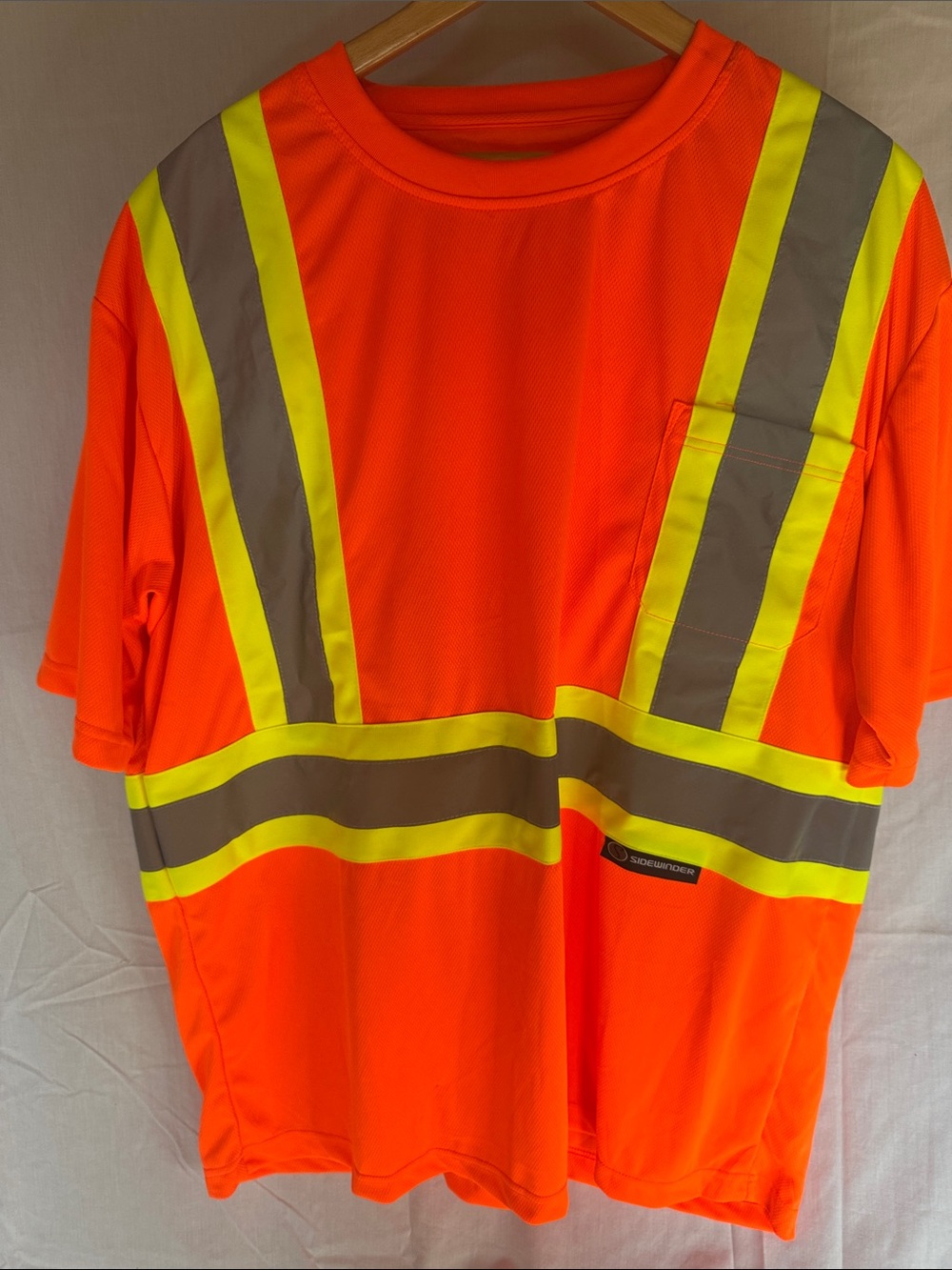 Men's High-Visibility Orange Short Sleeve Safety Tee with Reflective Striping
